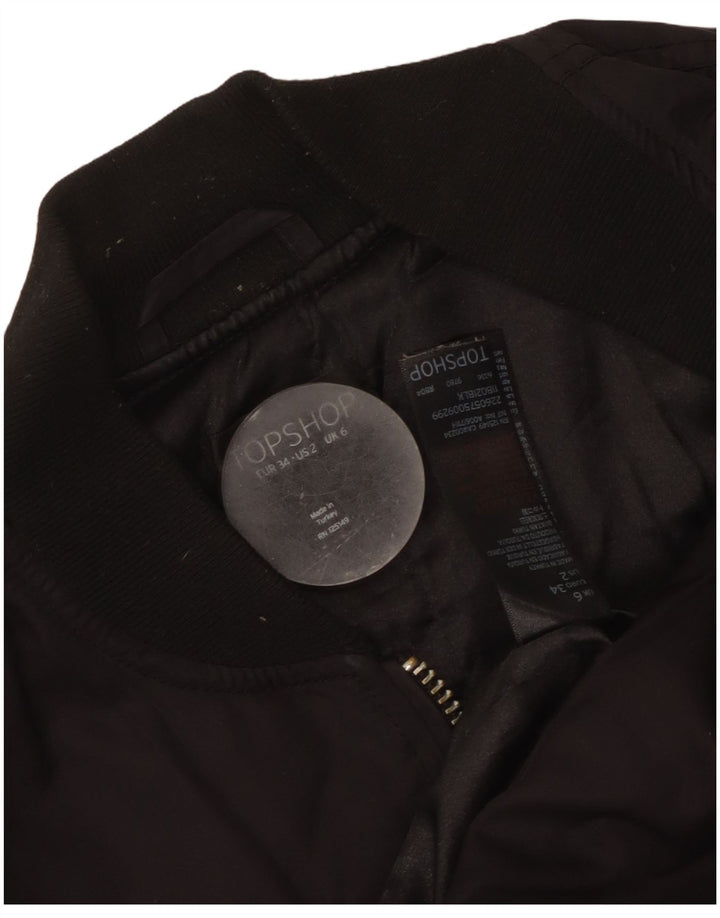 Topshop Damen Übergroße Bomberjacke UK 6 XS Schwarz Polyester