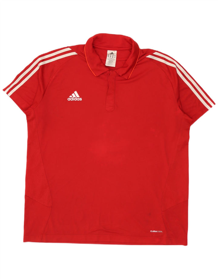 Adidas Herren Climacool Poloshirt IT 50/52 2XL Rot Colourblock Polyester