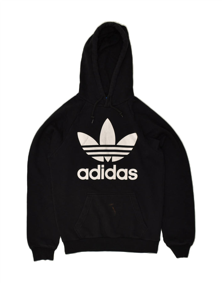 ADIDAS Mens Graphic Hoodie Jumper XS Black Cotton | Vintage Adidas | Thrift | Second-Hand Adidas | Used Clothing | Messina Hembry 