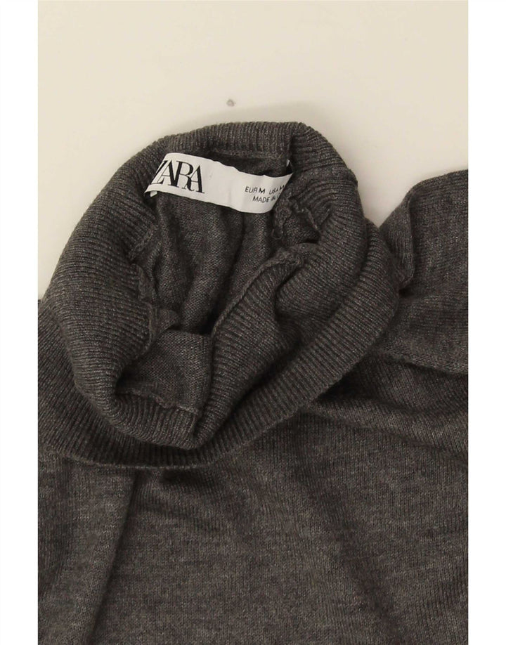 Übergroßer Pullover mit Rollkragen für Damen von Zara, Gr. 14, Mittelgrau
