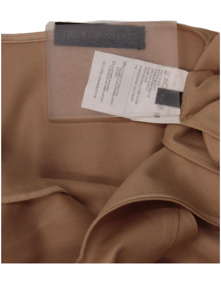 TRUSSARDI Damen ärmelloses A-Linien-Kleid IT 44 Mittelbeige Baumwolle