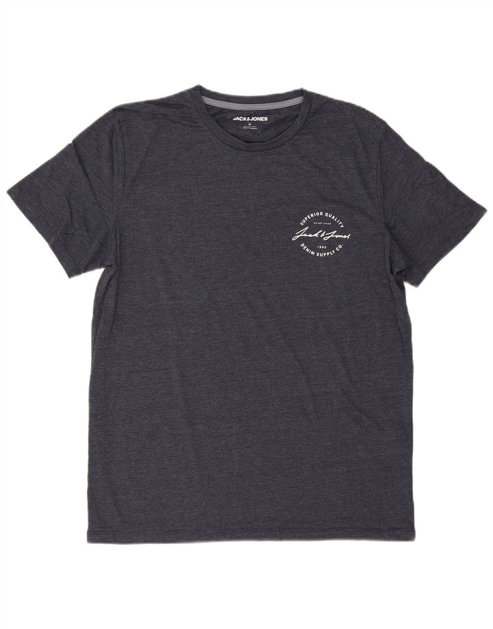 Jack & Jones Herren-T-Shirt-Oberteil aus Baumwolle in mittlerem Marineblau