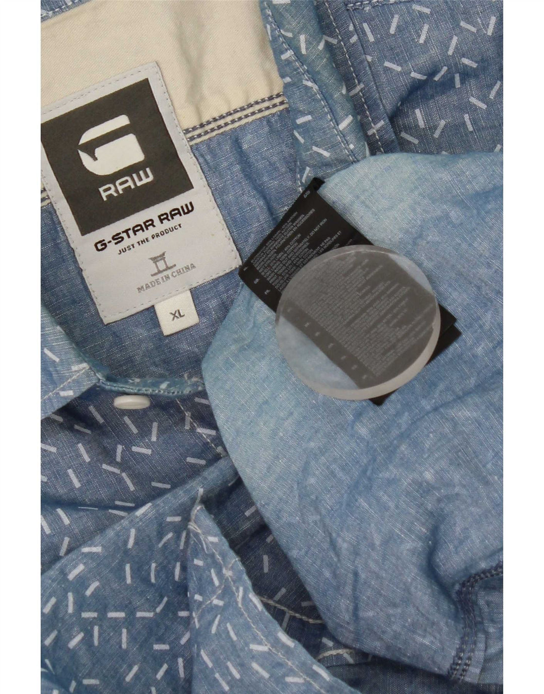 G-Star Herrenhemd XL Blau gepunktetes Leinen