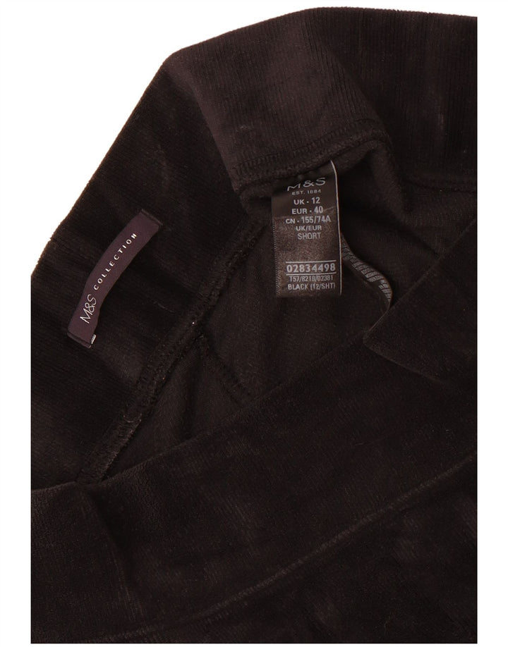 Marks & Spencer Damen Kurze Velours-Leggings UK 12 Medium Schwarz Polyester