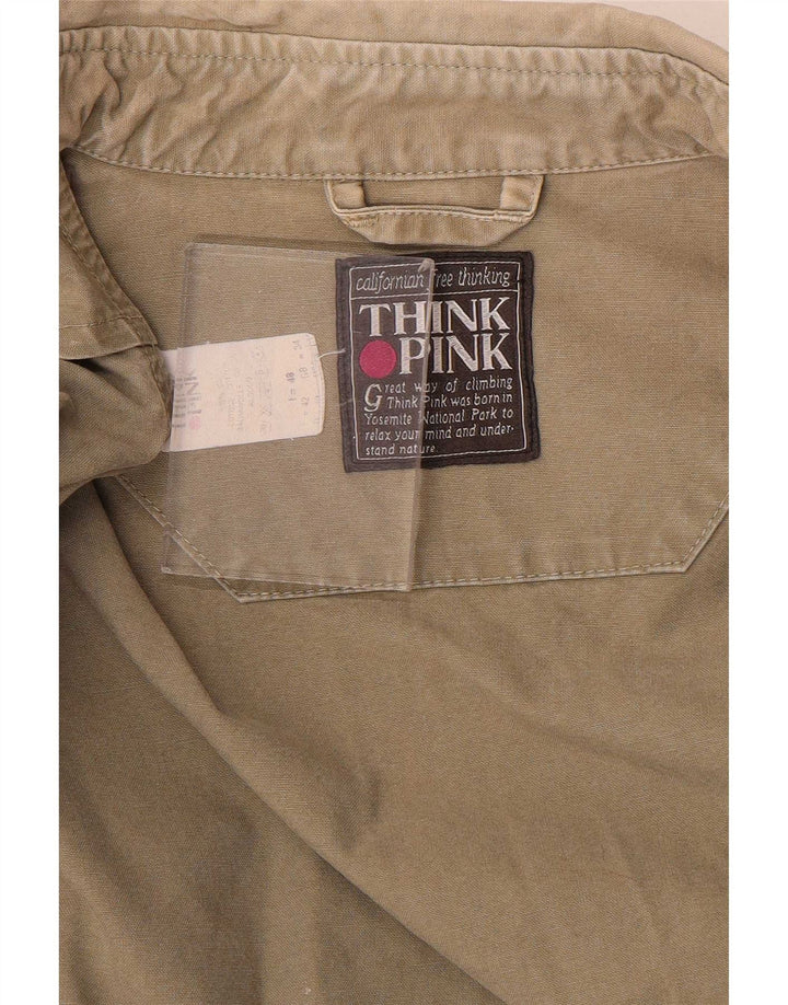 Think Pink Herren-Utility-Jacke UK 34 XS Khaki Baumwolle
