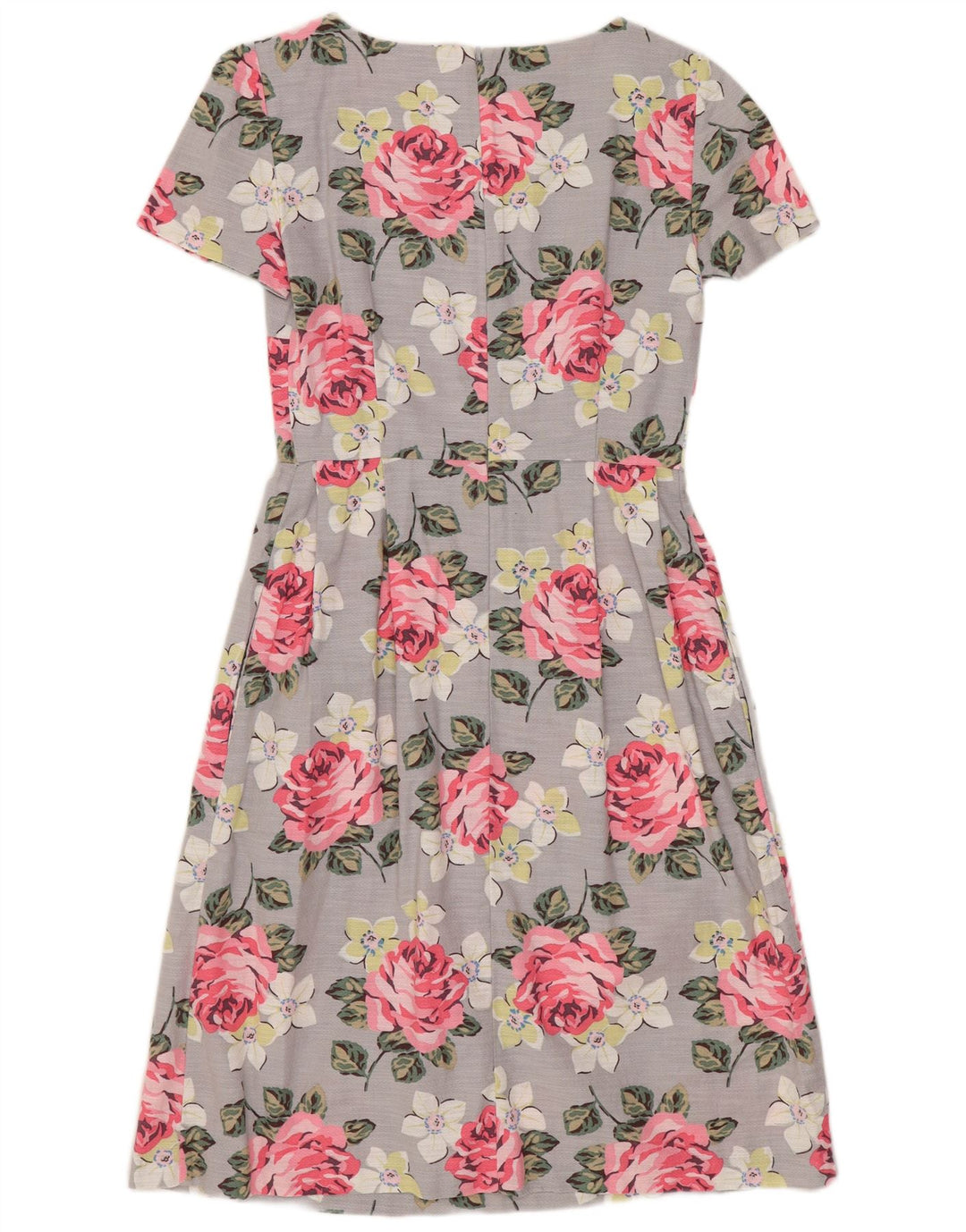 CATH KIDSTON Damen-A-Linien-Kleid, Größe S, Grau, Blumenmuster, Baumwolle