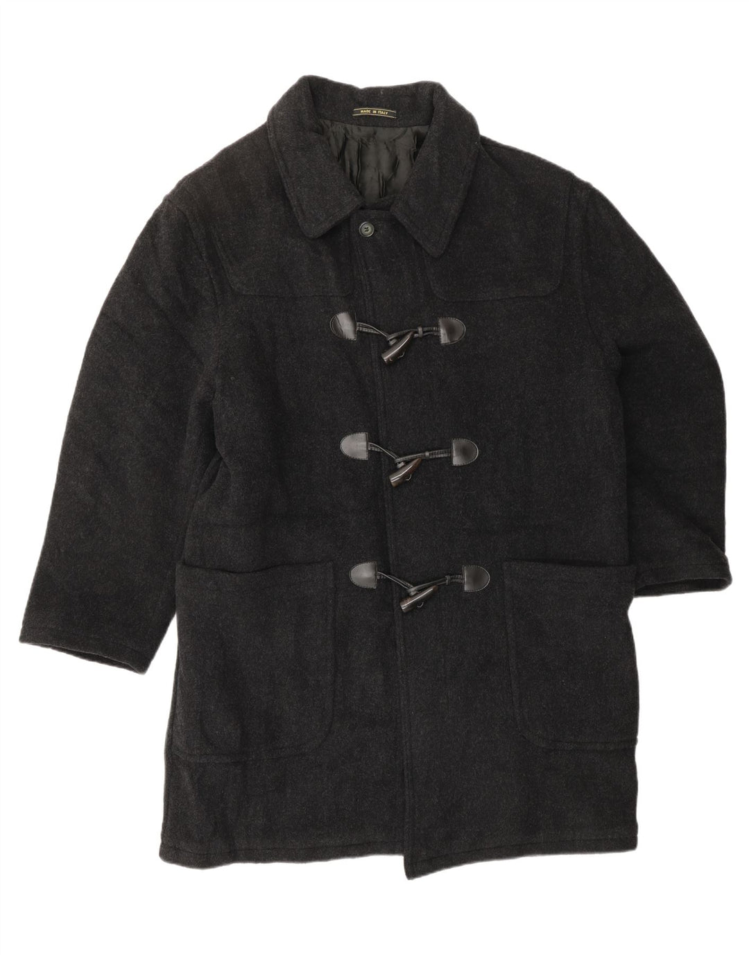 VINTAGE Herren Dufflecoat UK 46 3XL Graue Wolle