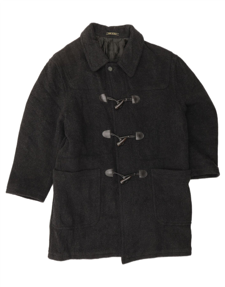 VINTAGE Herren Dufflecoat UK 46 3XL Graue Wolle