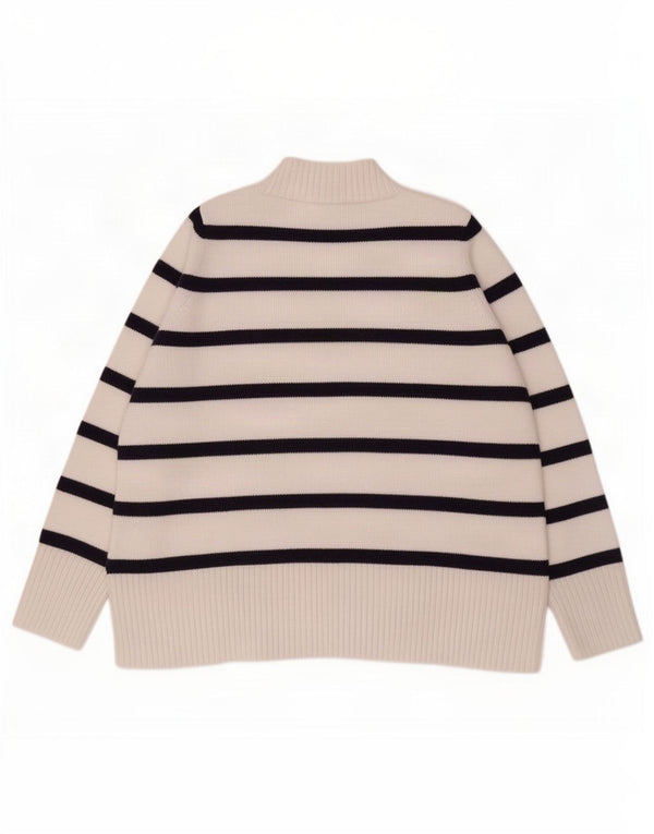 Gap Rollkragenpullover für Damen, UK 18, XL, weiß gestreift, Baumwolle