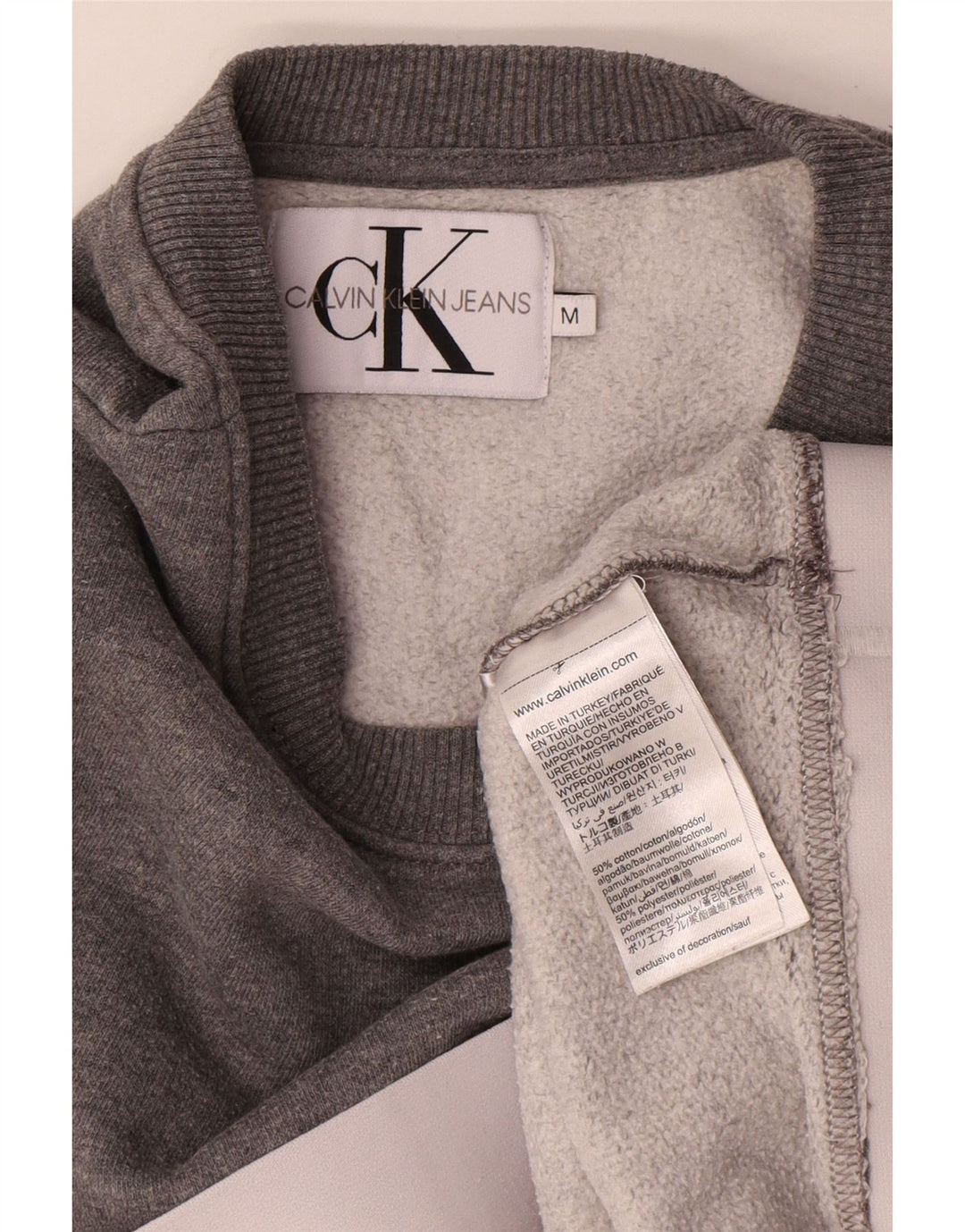 Calvin Klein Jeans Damen Crop Sweatshirt Pullover UK 14 Mittelgrau