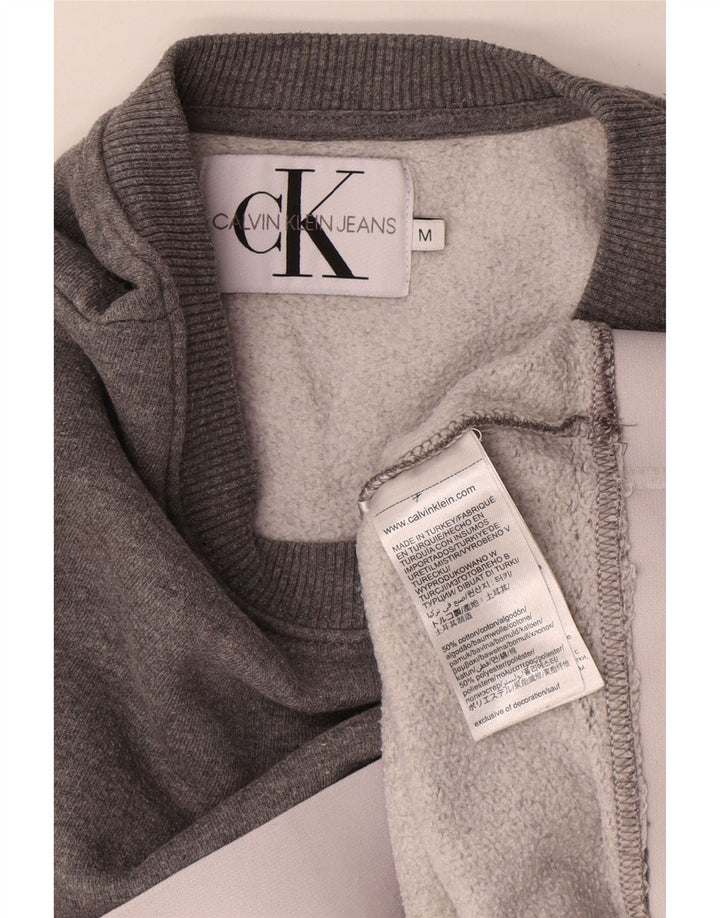 Calvin Klein Jeans Damen Crop Sweatshirt Pullover UK 14 Mittelgrau