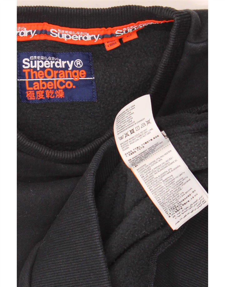 Superdry Herren-Sweatshirt-Pullover aus mittelblauer, marineblauer Colourblock-Baumwolle