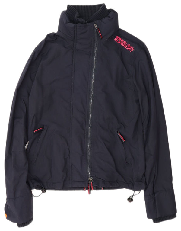 Superdry Damen Regenjacke UK 14 Medium Marineblau Nylon
