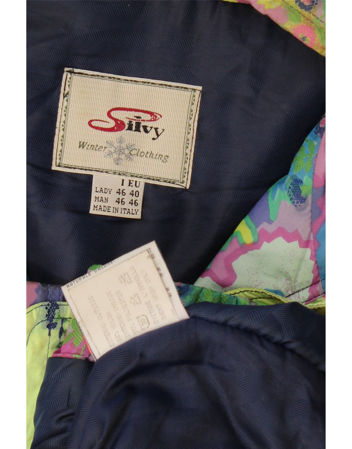 Silvy Damen-Skijacke mit Kapuze, übergroß, EU 40, mittelgroß, mehrfarbig, Blumenmuster