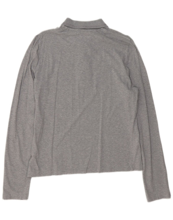 JACOB COHEN Herren-Langarm-Poloshirt aus mittelgrau gesprenkelter Baumwolle