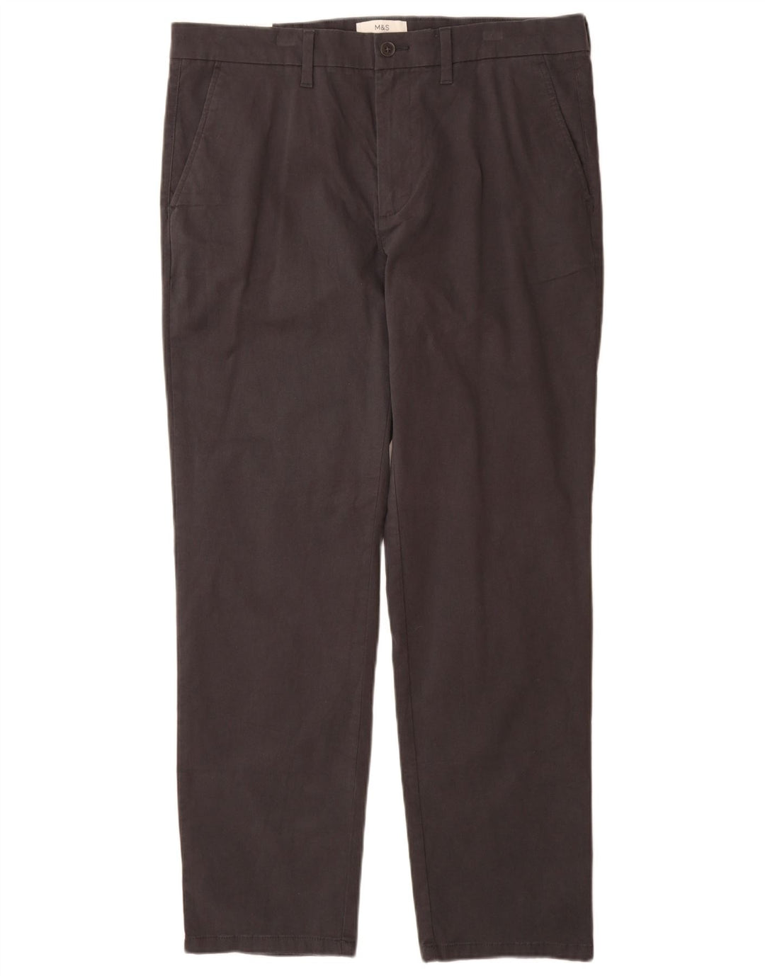 Marks & Spencer Herren-Chinohose mit normaler Passform, W36 L31, graue Baumwolle