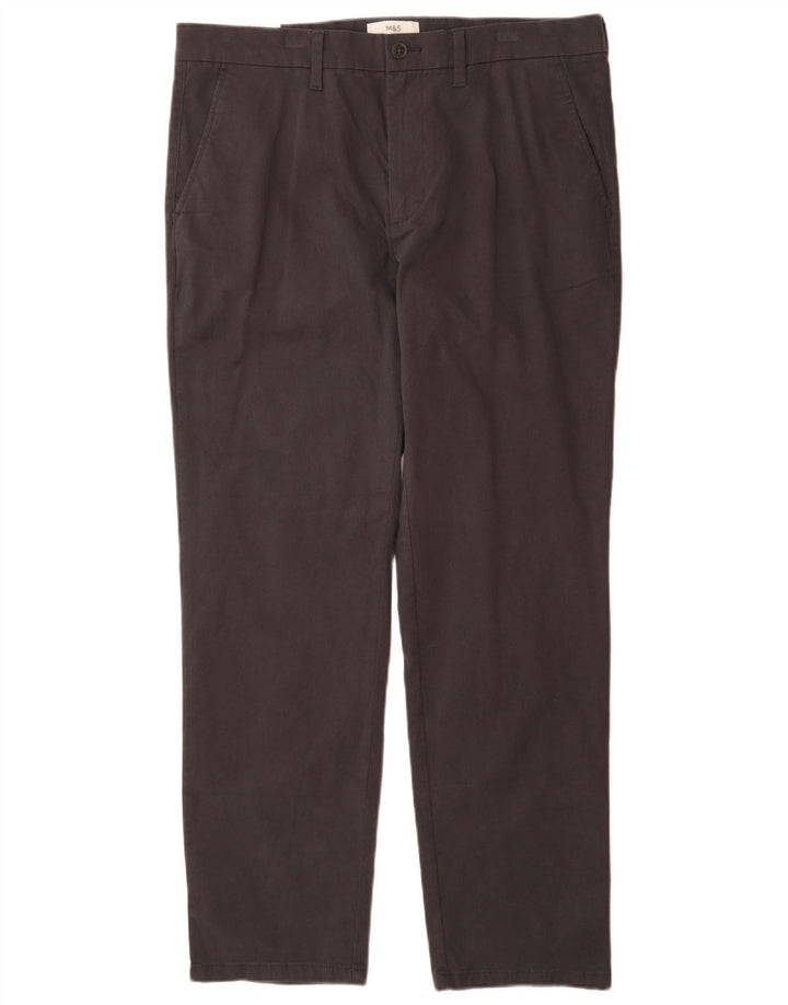 Marks & Spencer Herren-Chinohose mit normaler Passform, W36 L31, graue Baumwolle