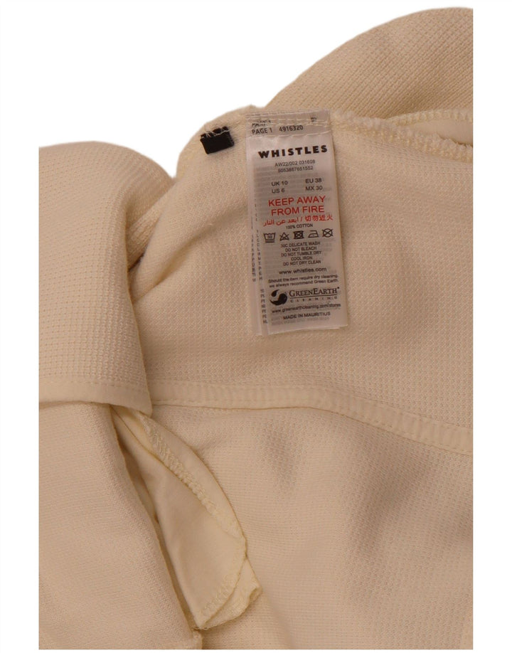 WHISTLES Damen-Blazerjacke mit 2 Knöpfen, UK 10, Größe S, weiße Baumwolle