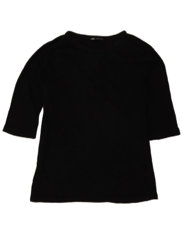 Zara Damen Top 3/4 Ärmel UK 10 Small Schwarz