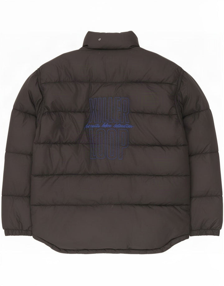 Killer Loop Herren Graphic Reversible Wattierte Jacke UK 38 Medium Schwarz
