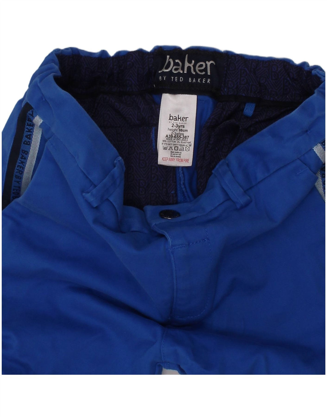 TED BAKER Chino-Shorts mit Grafik für Jungen, 2–3 Jahre, W22, blaue Baumwolle