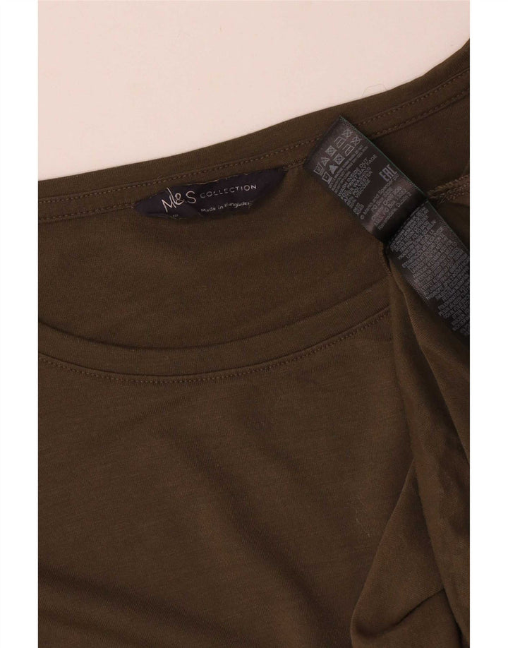 Marks & Spencer Damen Übergroßes grafisches Top Langarm UK 18 XL Khaki