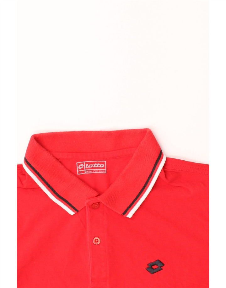 LOTTO Mens Polo Shirt Large Red Cotton Vintage Lotto and Second-Hand Lotto from Messina Hembry 