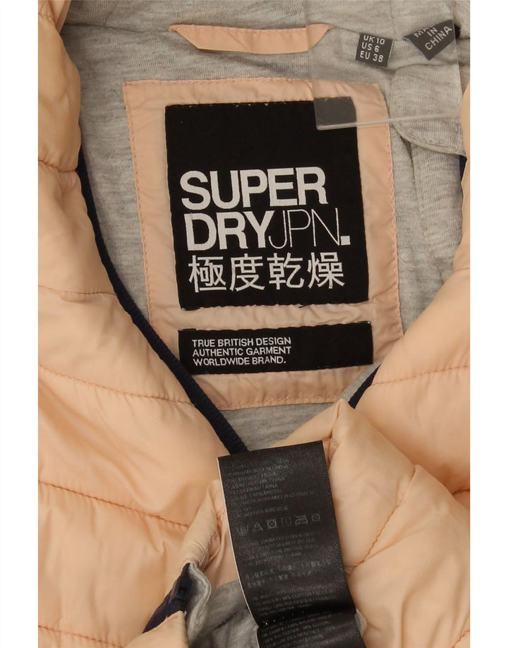 Superdry Wattierte Jacke mit Kapuze für Damen, UK 10, Small, Rosa, Nylon