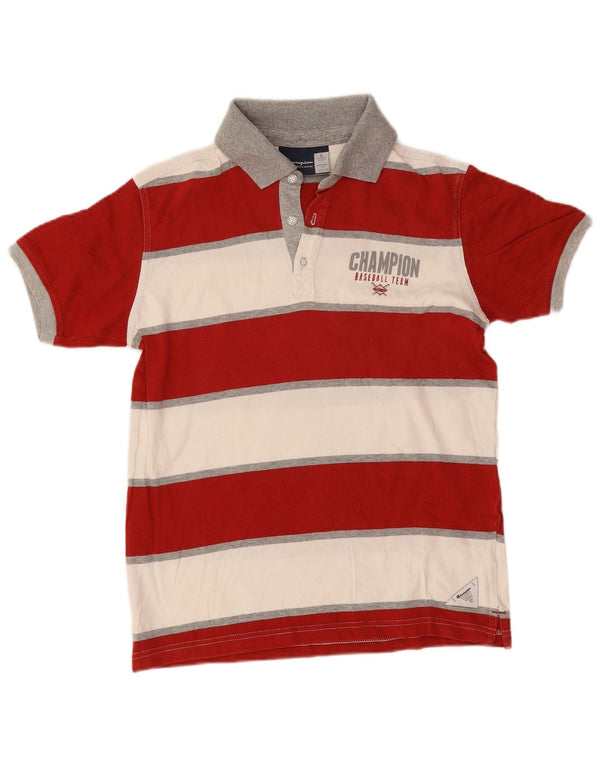 Champion Jungen-Poloshirt mit Grafik, 11–12 Jahre, rot gestreift, Sport