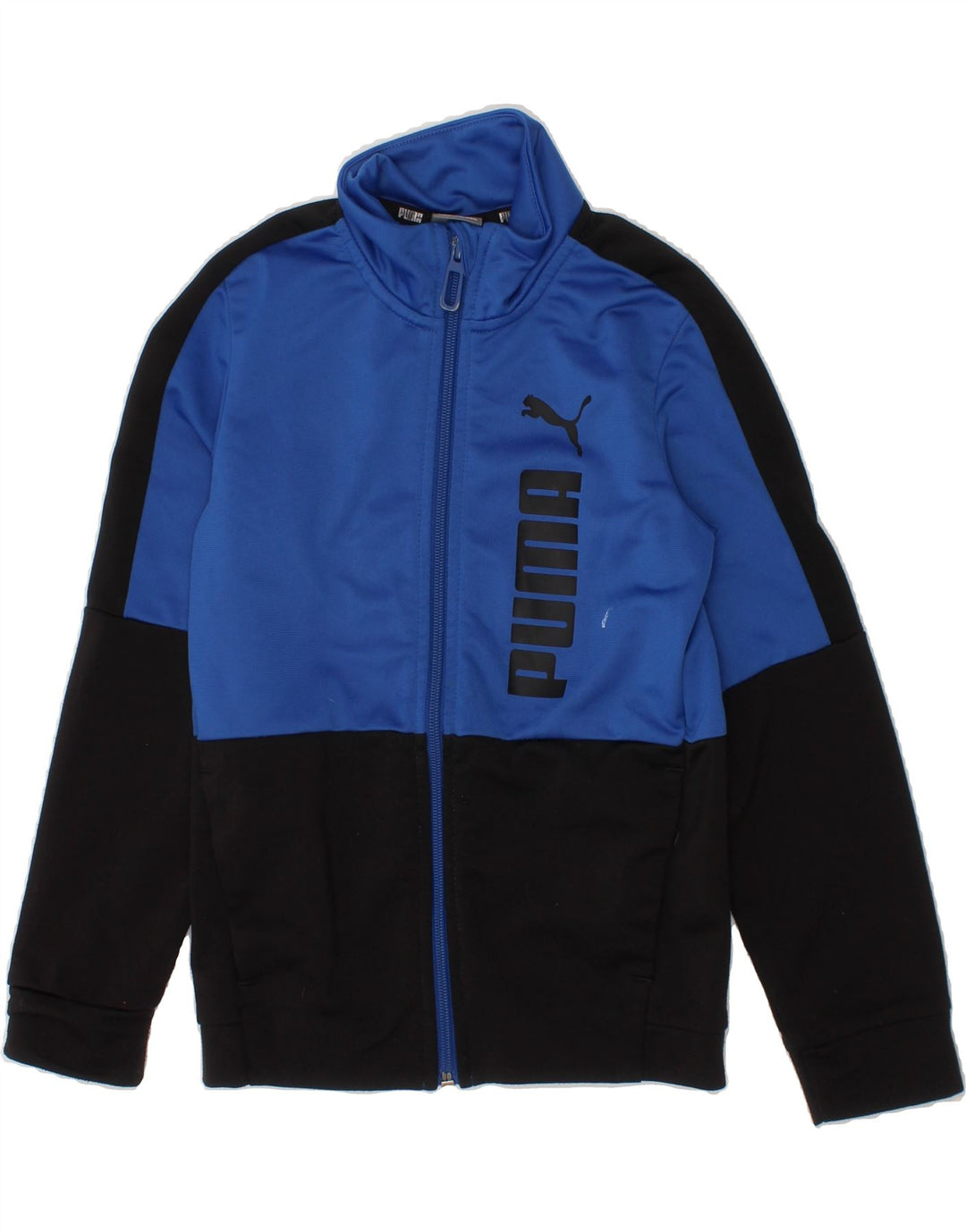 PUMA Boys Graphic Tracksuit Top Jacket 5-6 Years Blue Colourblock Vintage Puma and Second-Hand Puma from Messina Hembry 