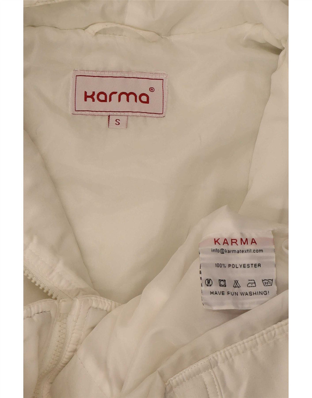 Karma Wattierte Damenjacke mit Kapuze, UK 10, Größe S, Weiß, Colourblock-Polyester