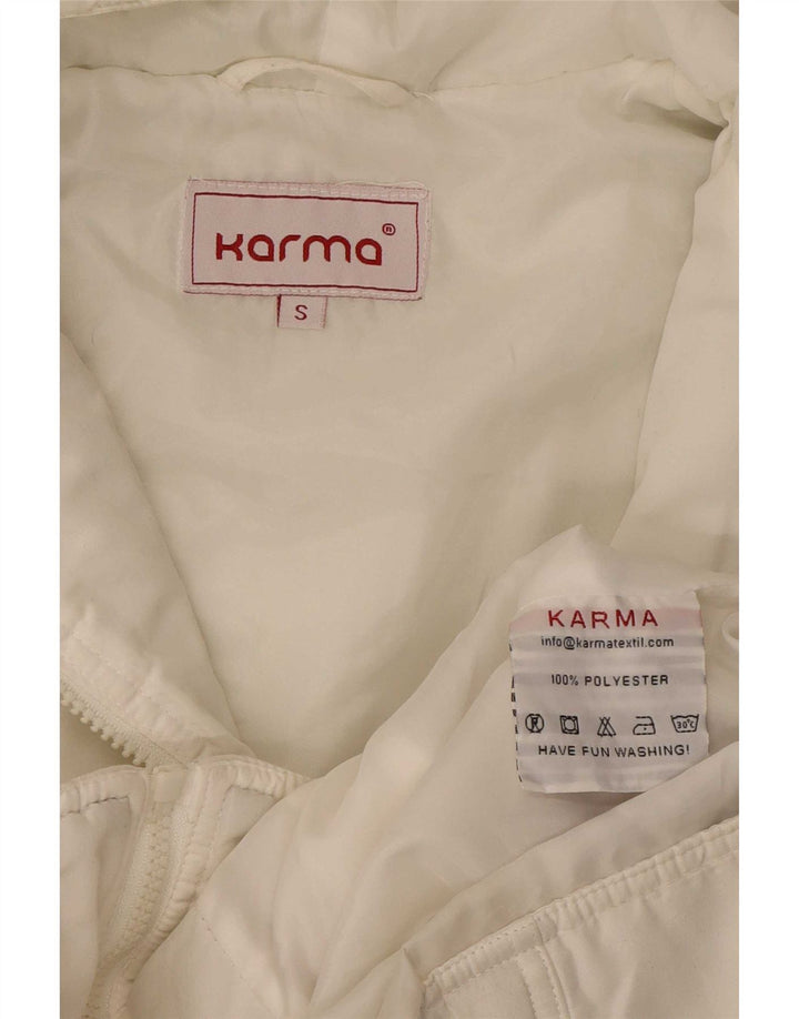 Karma Wattierte Damenjacke mit Kapuze, UK 10, Größe S, Weiß, Colourblock-Polyester