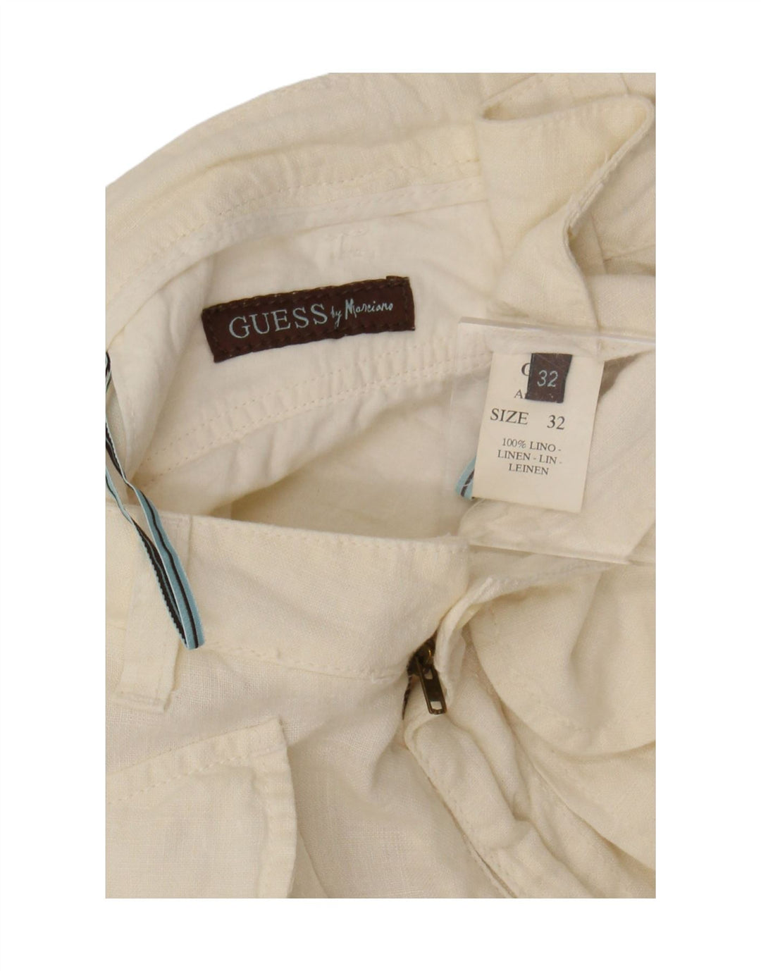 Guess By Marciano Damen-Caprihose W32 L20 aus weißem Leinen