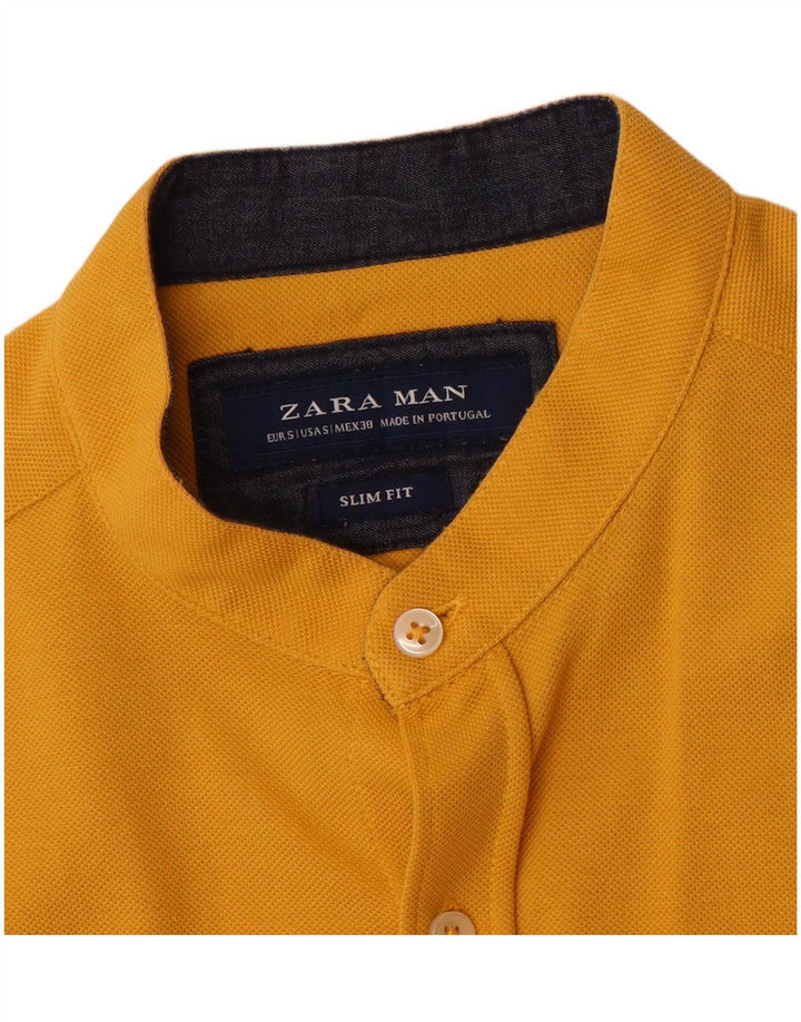 Zara Herren Kurzarm Slim Fit Hemd Small Gelb