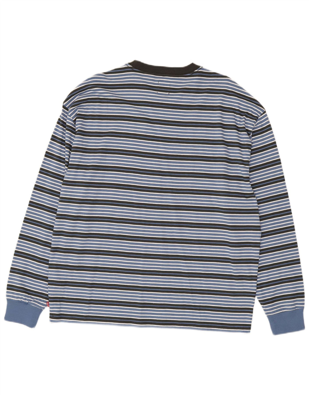 Levi's Herren-Oberteil in Übergröße, langärmelig, mittelblau, gestreift, Baumwolle
