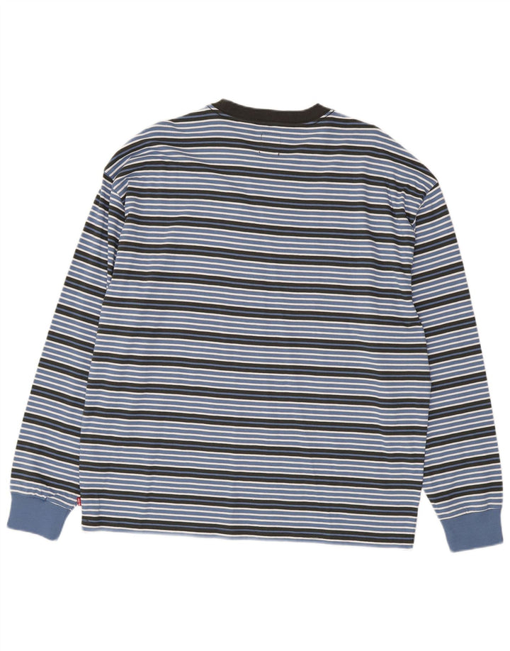 Levi's Herren-Oberteil in Übergröße, langärmelig, mittelblau, gestreift, Baumwolle