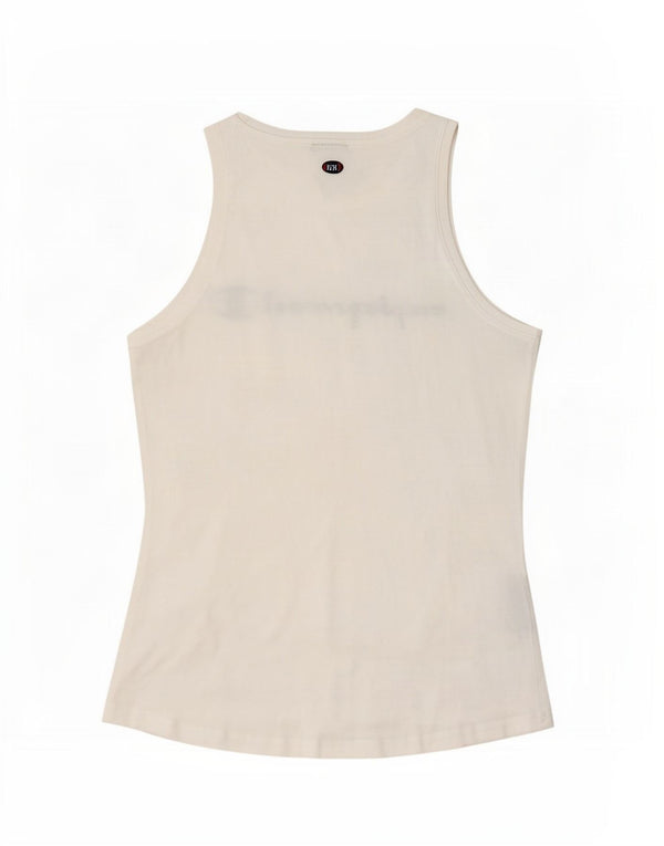 Champion Womens Graphic Vest Top UK 14 Large Weiße Baumwolle