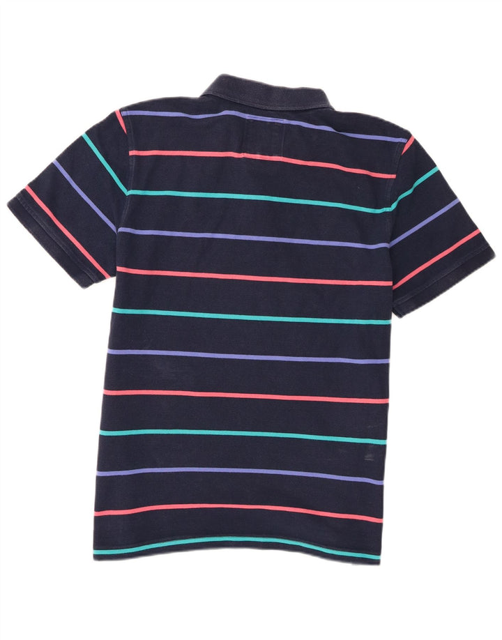 Crew Clothing Herren-Poloshirt aus mittelblauer, gestreifter Baumwolle