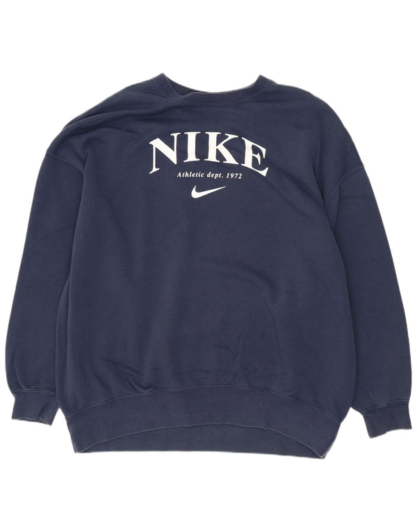 Nike Herren-Sweatshirt mit Grafik, übergroß, XS, Marineblau, Baumwolle