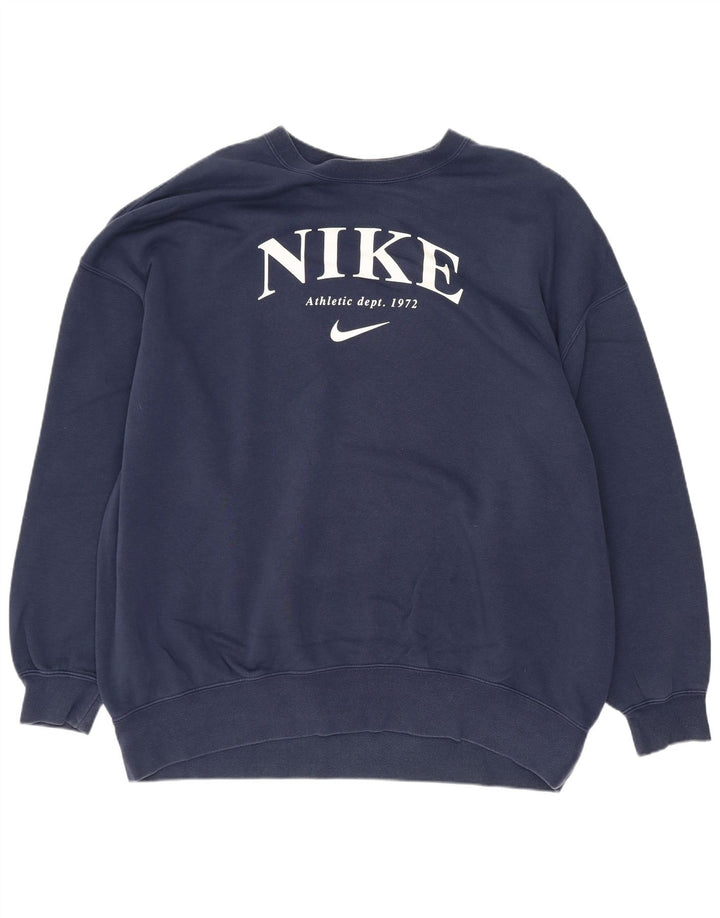 Nike Herren-Sweatshirt mit Grafik, übergroß, XS, Marineblau, Baumwolle