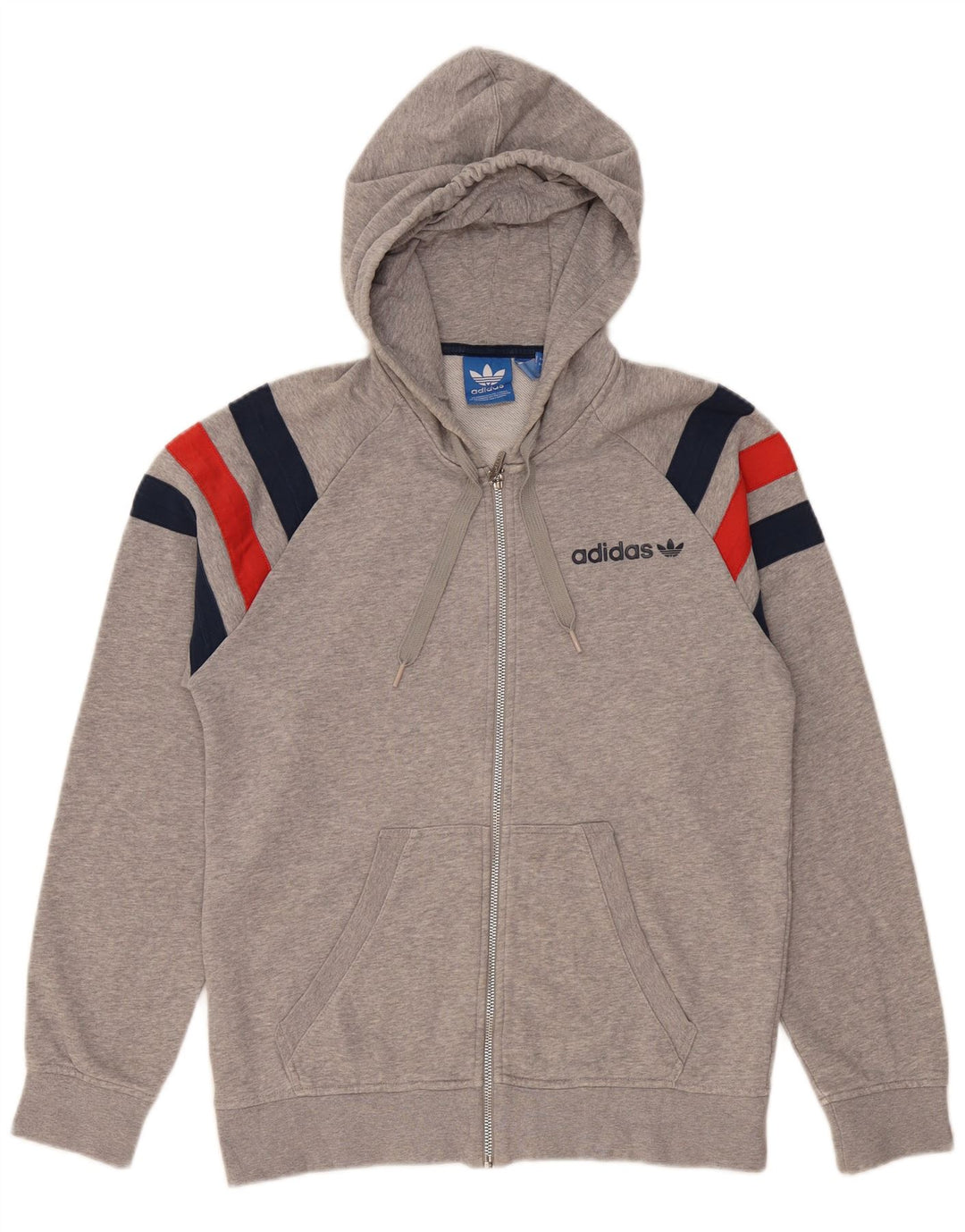 Adidas Herren-Kapuzenpullover mit Reißverschluss, Mittelgrau, Colourblock-Baumwolle