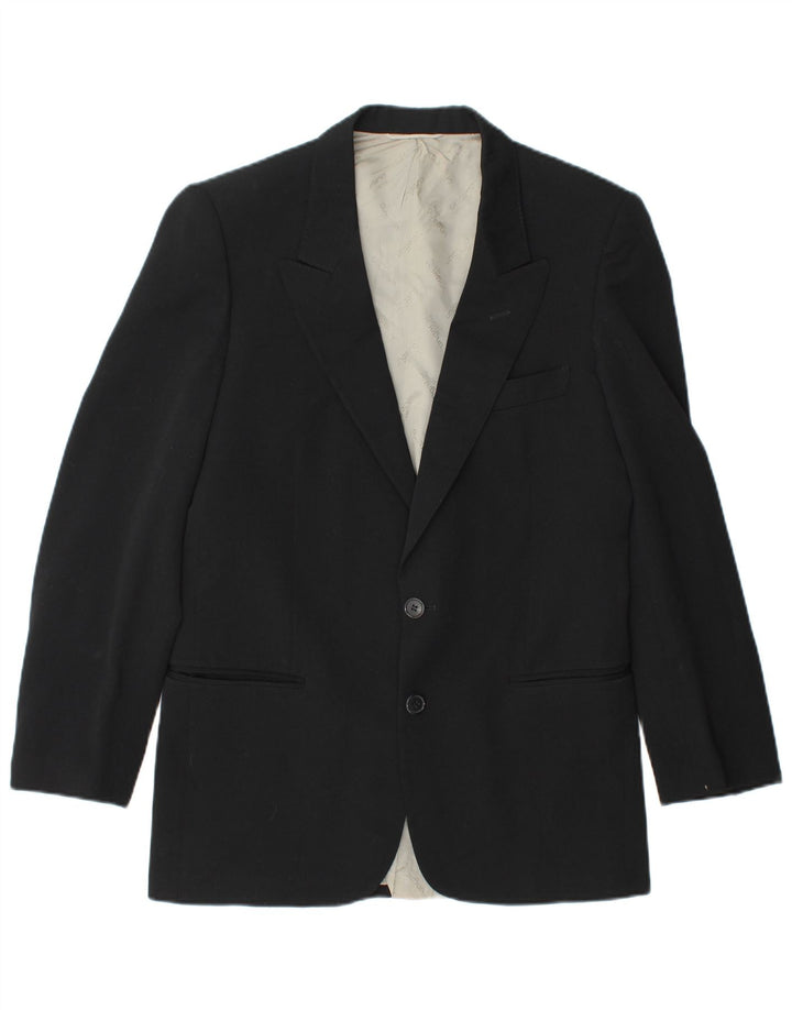 EMANUEL UNGARO Mens 2 Button Blazer Jacket EU 48 Medium Black Wool