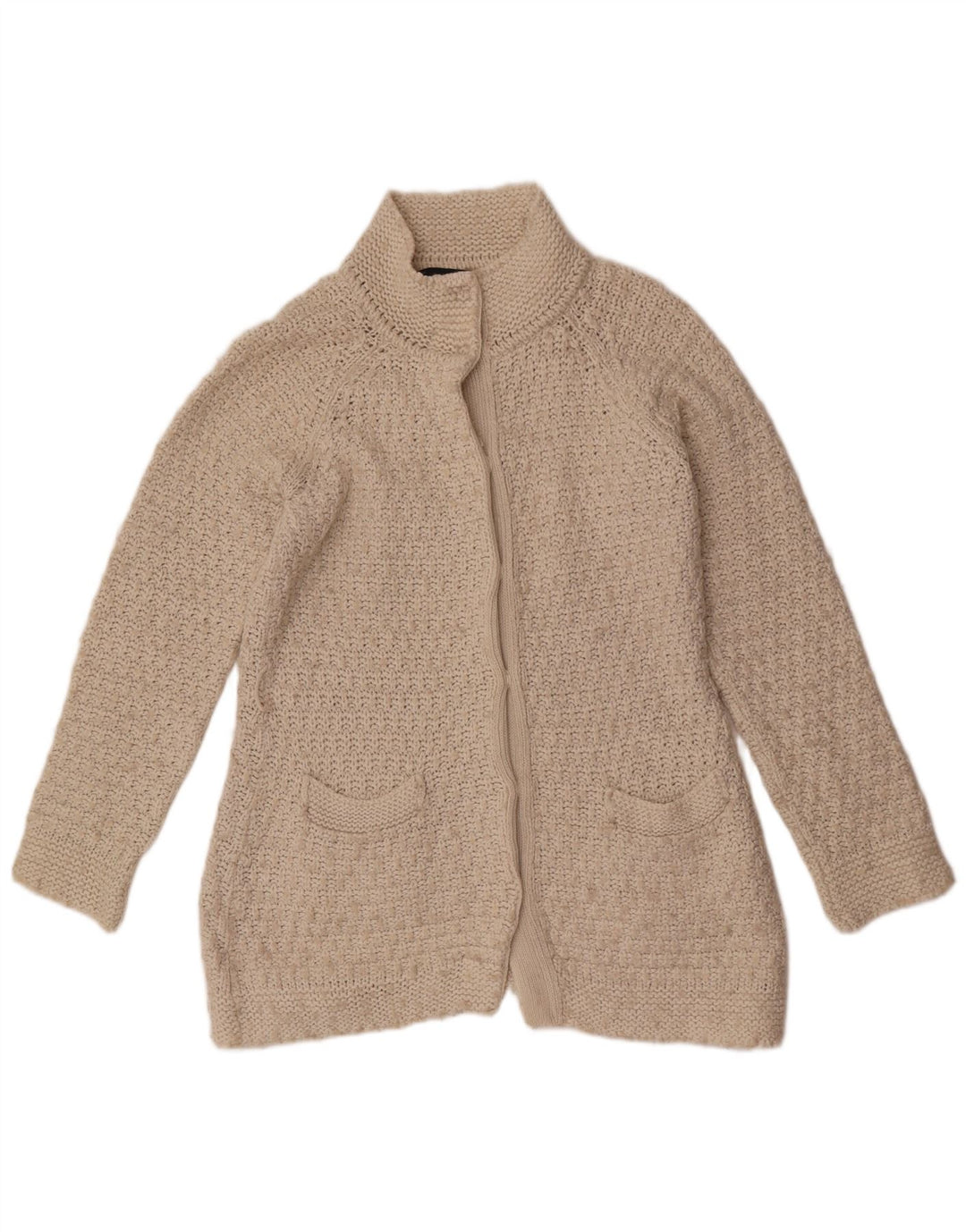 Zara Damen-Cardigan-Pullover UK 14 Large Weiß Acryl