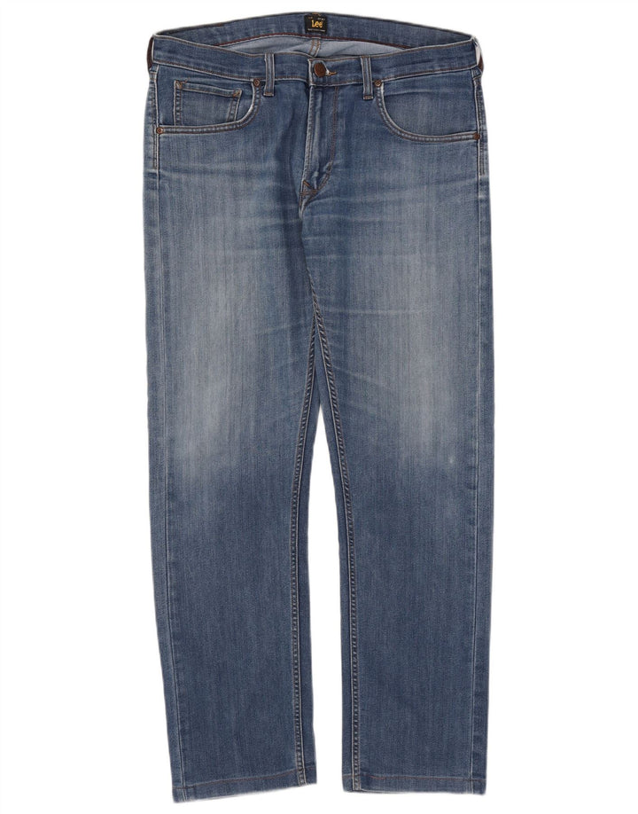 Lee Damen Daren Straight Jeans W34 L29 Blaue Baumwolle