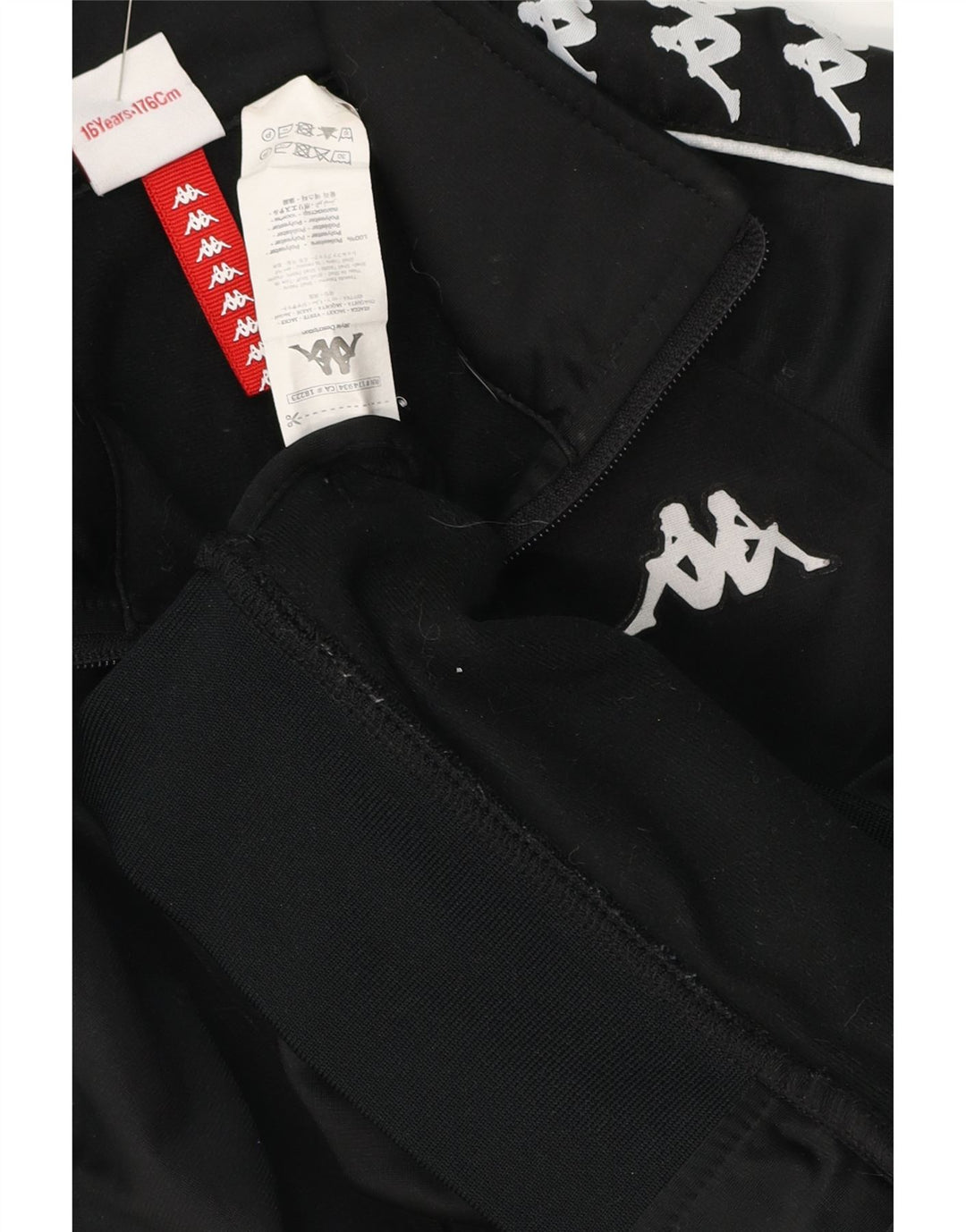 KAPPA Jungen-Trainingsanzugoberteil mit Grafik, 15–16 Jahre, schwarzes Polyester