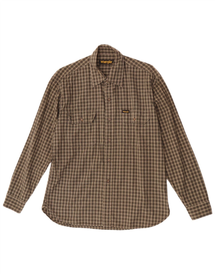 Wrangler Herrenhemd aus Baumwolle mit kleinem Khaki-Karomuster
