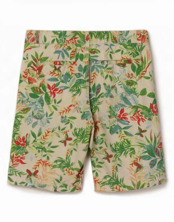 Benetton Damen-Chinoshorts UK 12 Medium W32 Mehrfarbige Blumen-Baumwolle