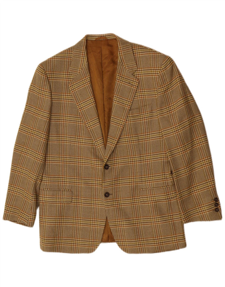 Henry Cottons Herren-Blazer mit 2 Knöpfen, IT 50, groß, brauner Hahnentrittmuster
