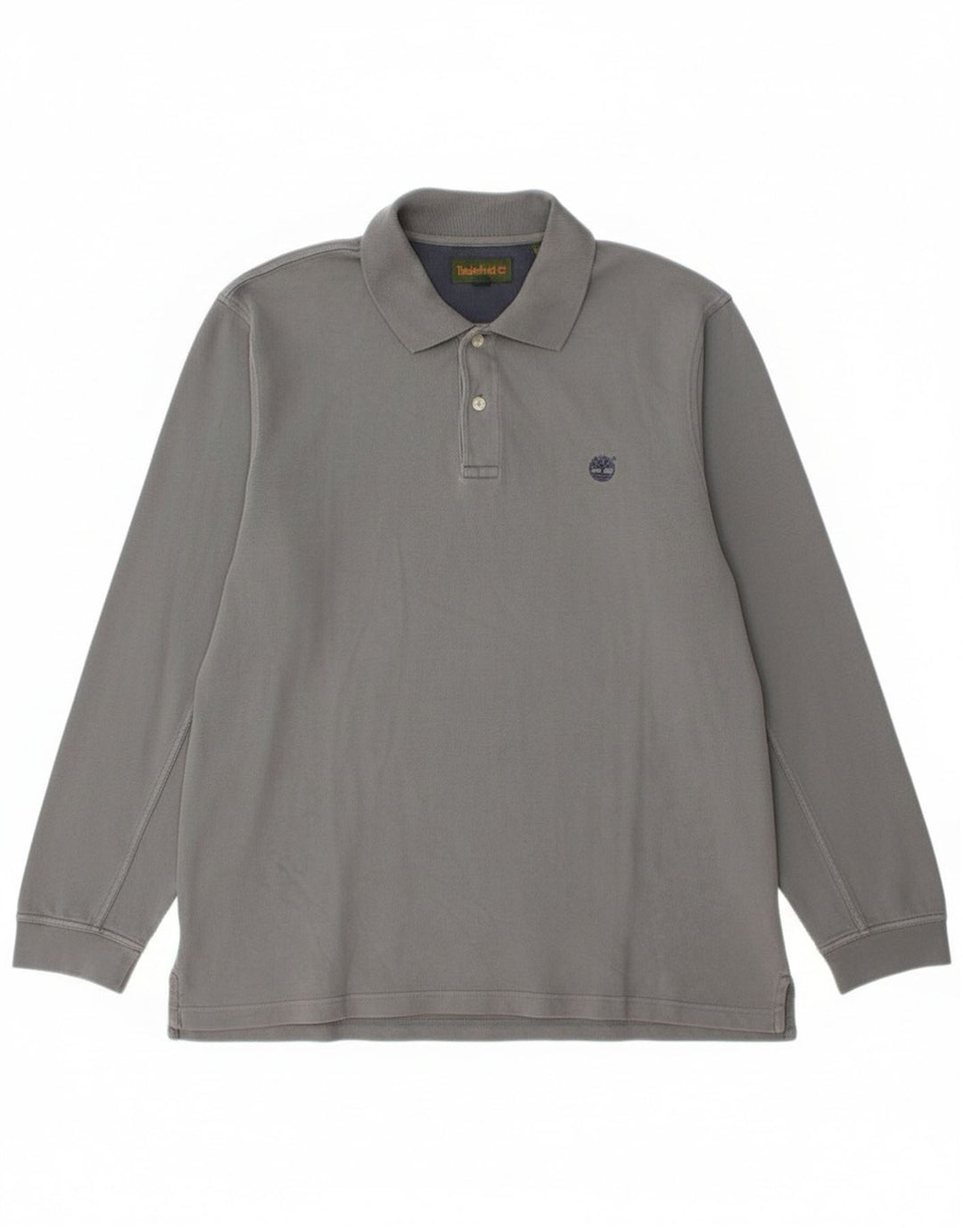 Timberland Herren Langarm-Poloshirt, große graue Baumwolle