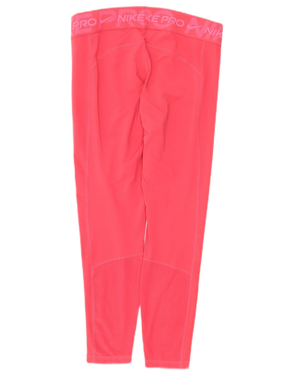 Nike Womens Dri Fit Graphic Capri-Leggings UK 14 Large Pink Polyester